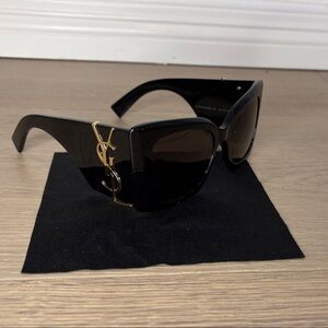 Yves Saint Laurent “blaze” Black Sunglasses with Gold YSL Logo